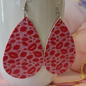 Cute Lips Faux Leather Earrings